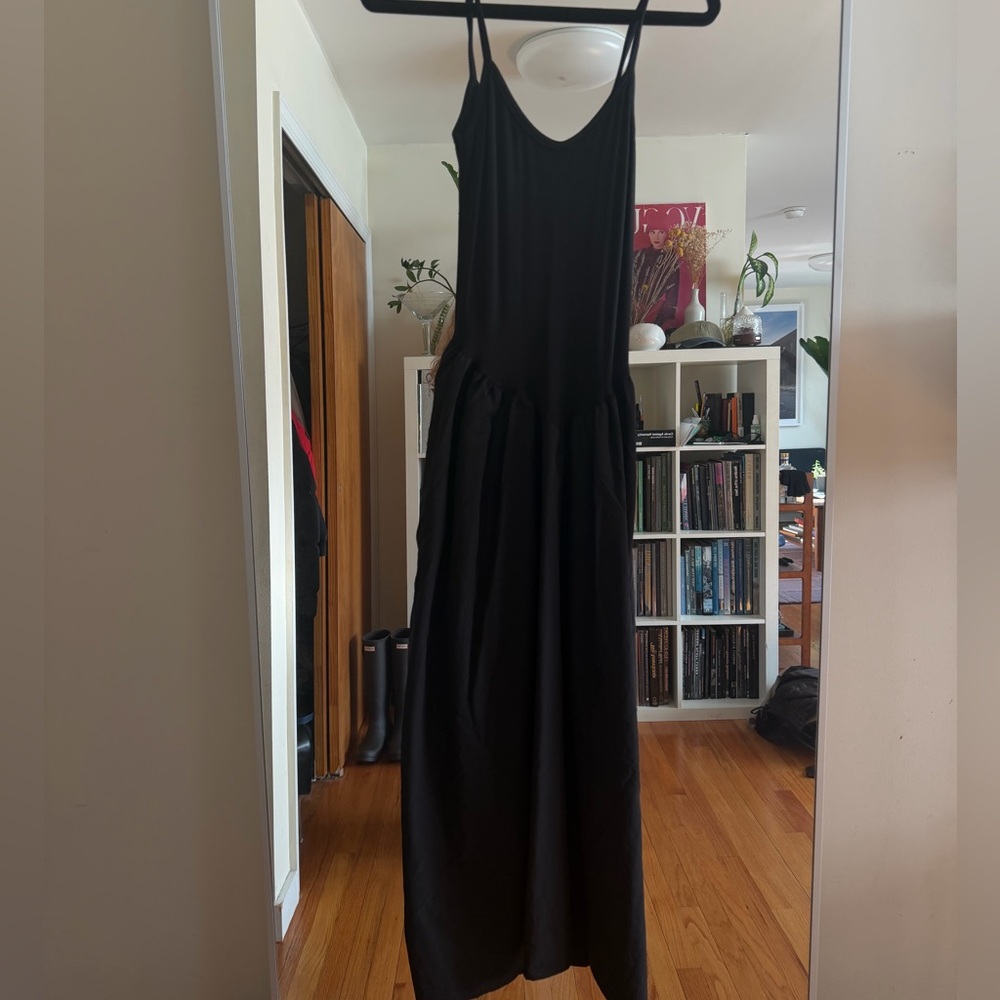 Black Women's Maxi Dress with Spaghetti Straps